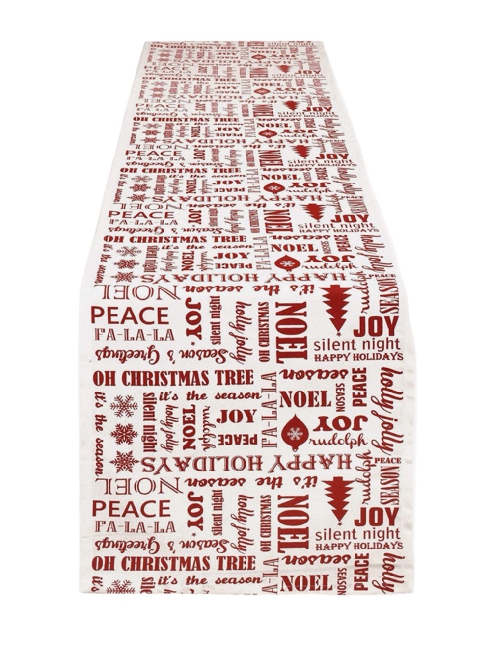 Holiday Red and White Printed Table Runner